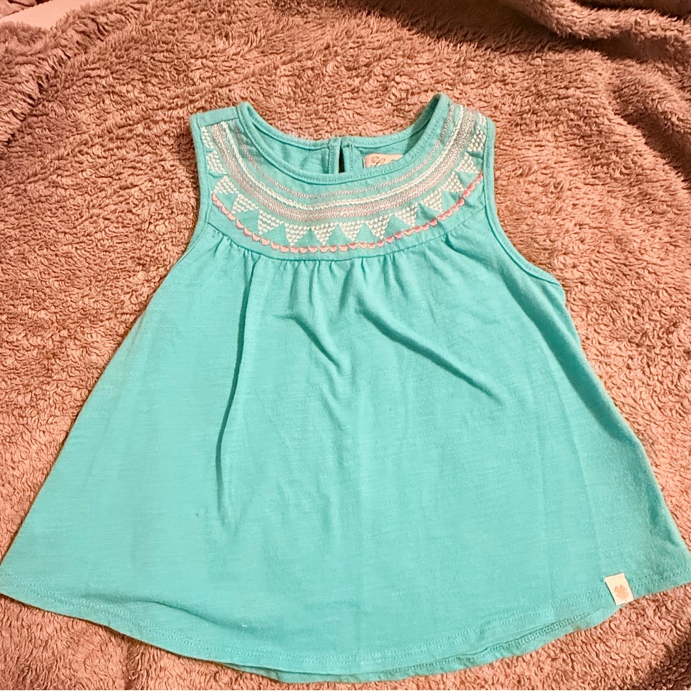 Lucky Brand- Turquoise Sleeveless Top with Embroidered Detail-3T